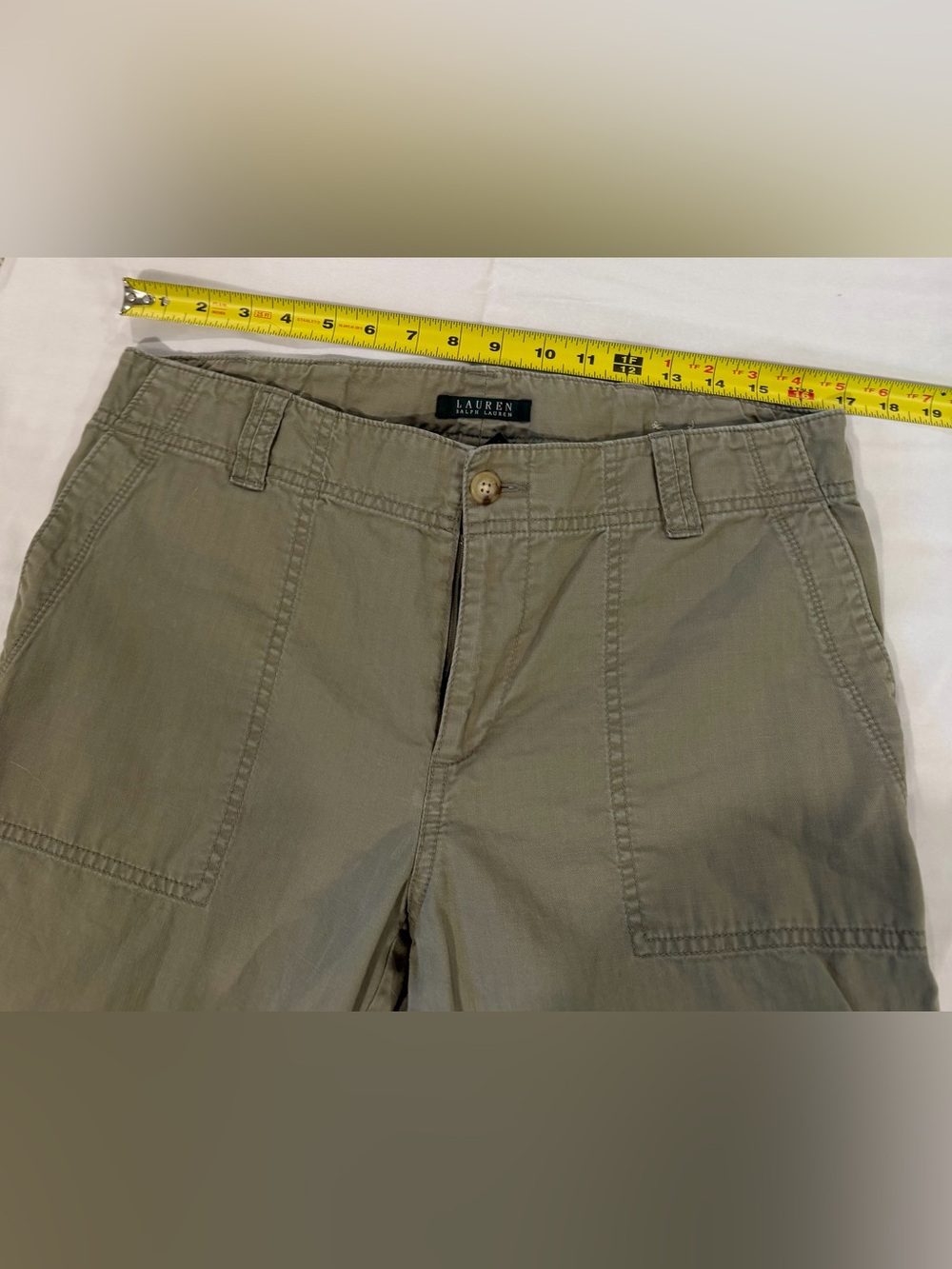 Vintage Ralph Lauren Green Utility Cargo Pants Cotton Size 10 - Picture 5 of 10